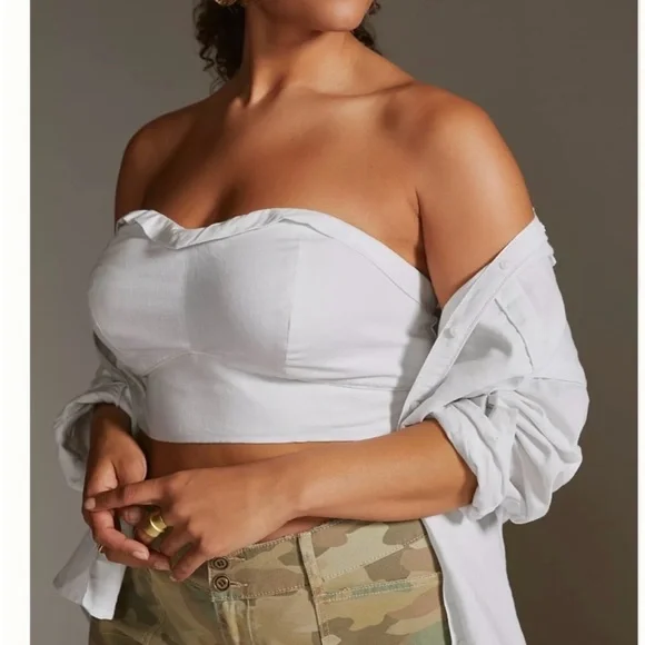 Maeve Soft Gray Strapless Crop Top - Picture 2 of 7